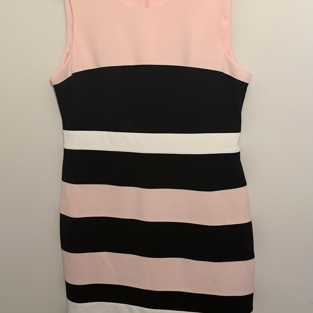 Tommy Hilfiger Colorblock Midi Dress in Pink, Black, and White